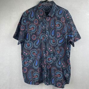 Ted Baker London Mens Short Sleeve Button Up Shirt Funky Paisley Print Sz 6 XXL
